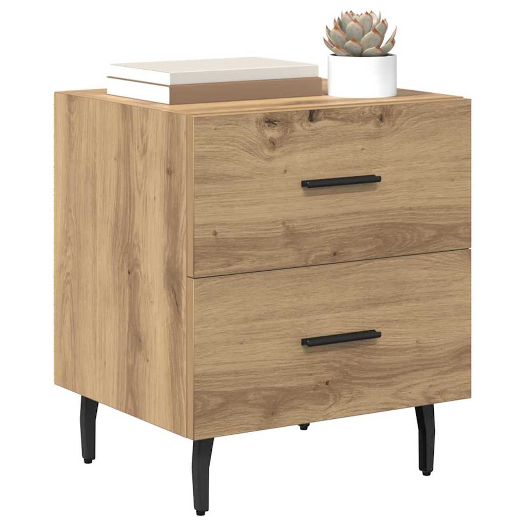 Noptiera 2 pcs stejar artizanal 40 x 35 x 47.5 cm