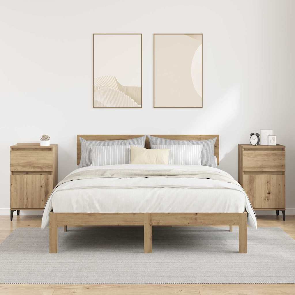 Noptiera 2 pcs stejar artizanal 40 x 35 x 70 cm — imaginea 4