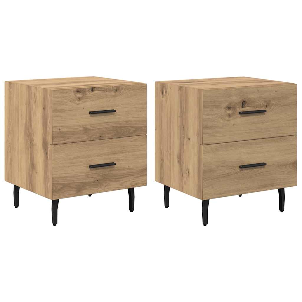 Noptiera 2 pcs stejar artizanal 40 x 35 x 47.5 cm — imaginea 2