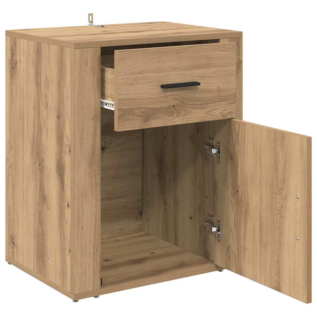 Noptiera stejar artizanal 50 x 36 x 60 cm Lemn compozit — imaginea 5
