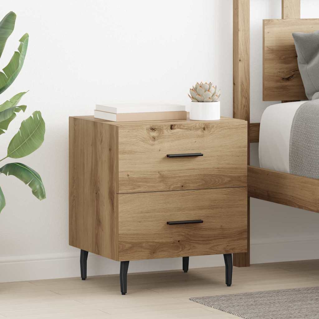 Noptiera 2 pcs stejar artizanal 40 x 35 x 47.5 cm — imaginea 3