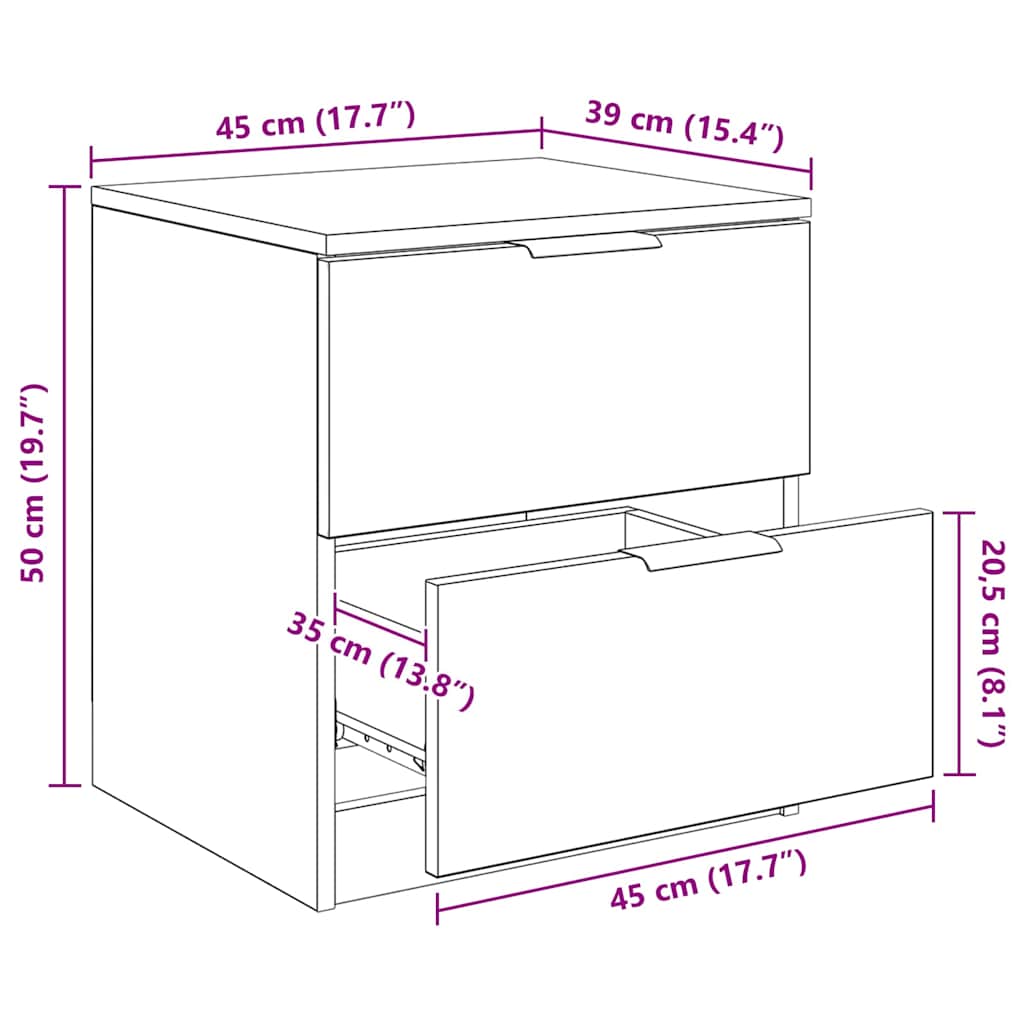 Noptiera 2 pcs stejar artizanal 45 x 39 x 50 cm — imaginea 12