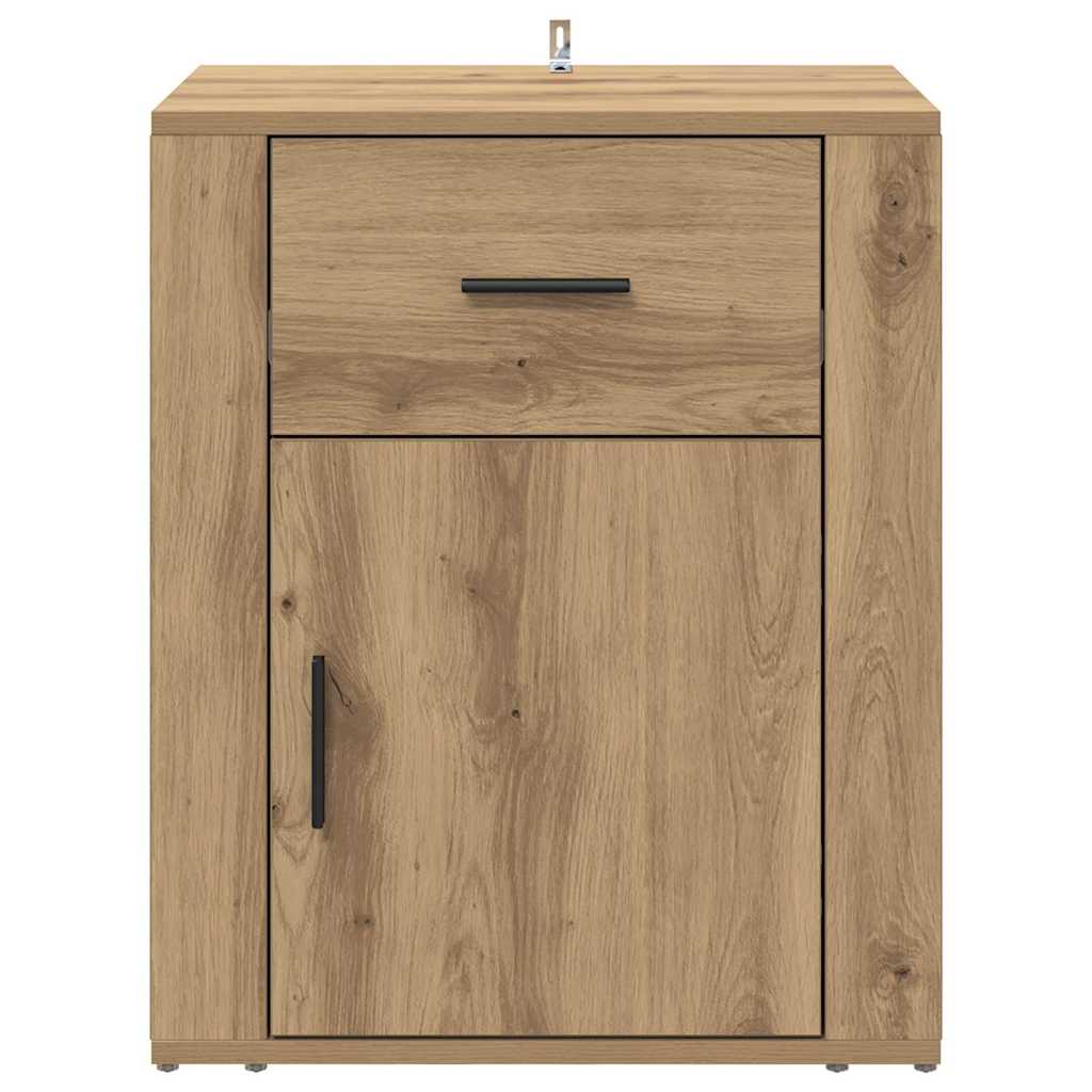 Noptiera stejar artizanal 50 x 36 x 60 cm Lemn compozit — imaginea 6