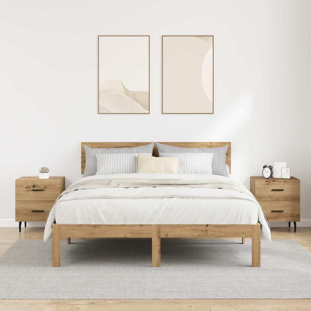 Noptiera 2 pcs stejar artizanal 40 x 35 x 47.5 cm — imaginea 4