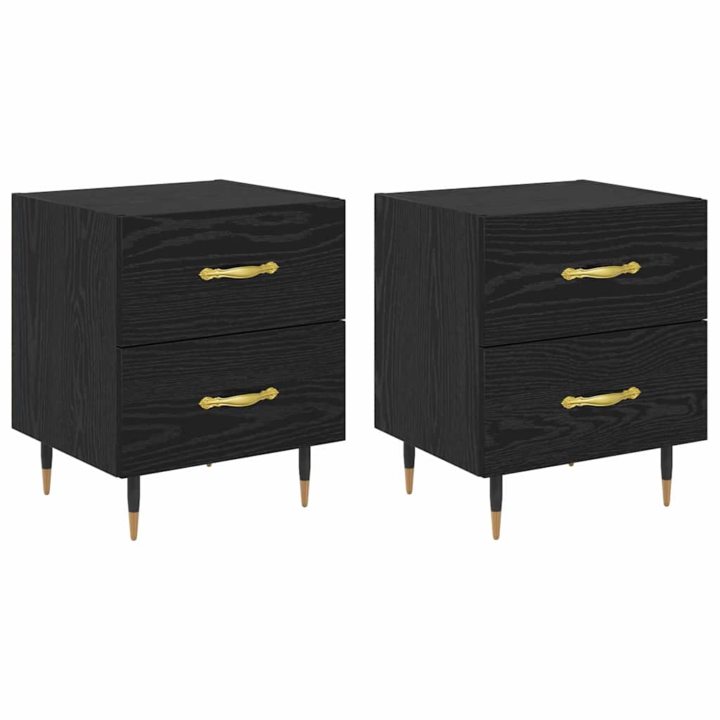 Noptiera cu sertar 2 pcs stejar negru 40 x 35 x 47.5 cm — imaginea 2