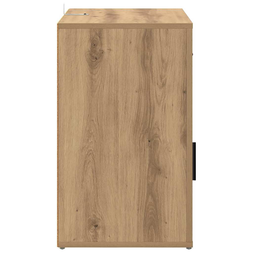 Noptiera stejar artizanal 50 x 36 x 60 cm Lemn compozit — imaginea 7