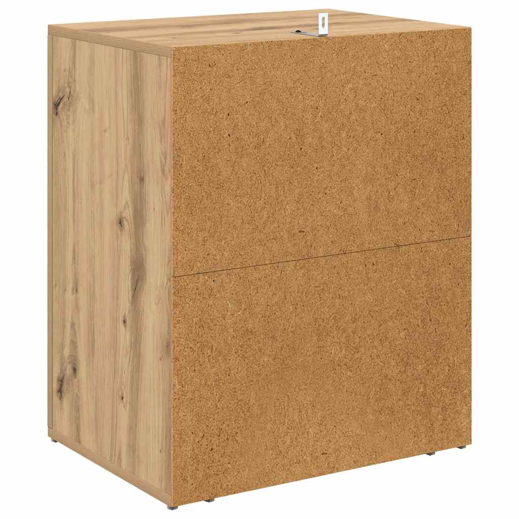 Noptiera stejar artizanal 50 x 36 x 60 cm Lemn compozit — imaginea 8