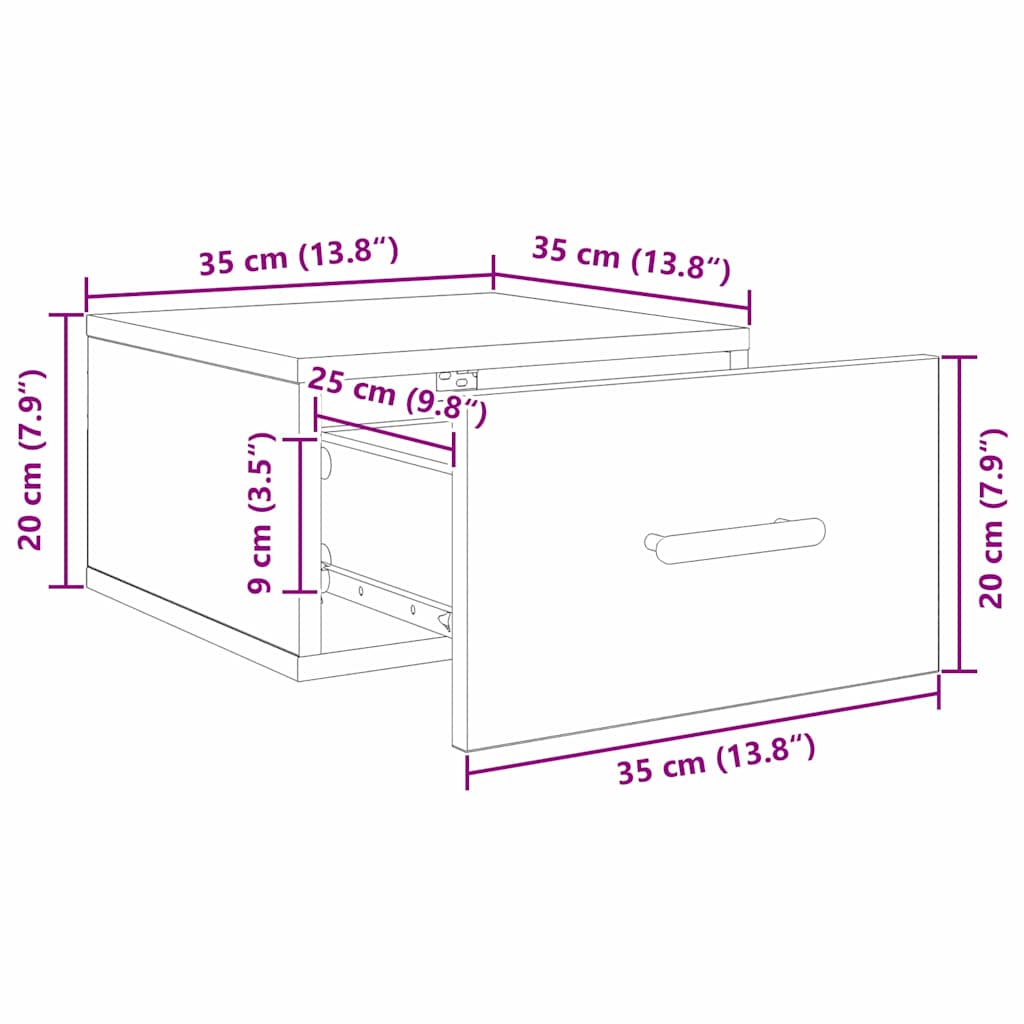 Noptiera 2 pcs stejar artizanal 35 x 35 x 20 cm — imaginea 13