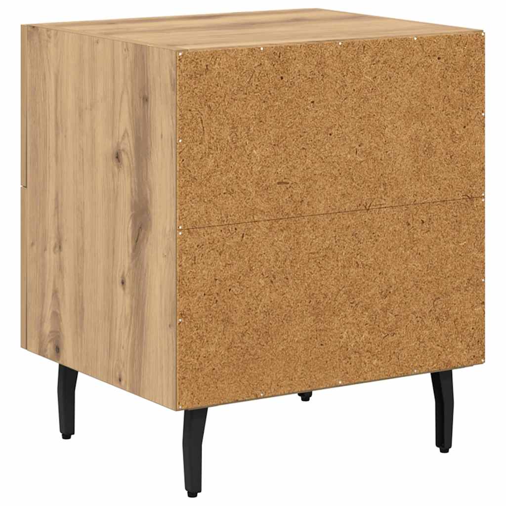 Noptiera 2 pcs stejar artizanal 40 x 35 x 47.5 cm — imaginea 9