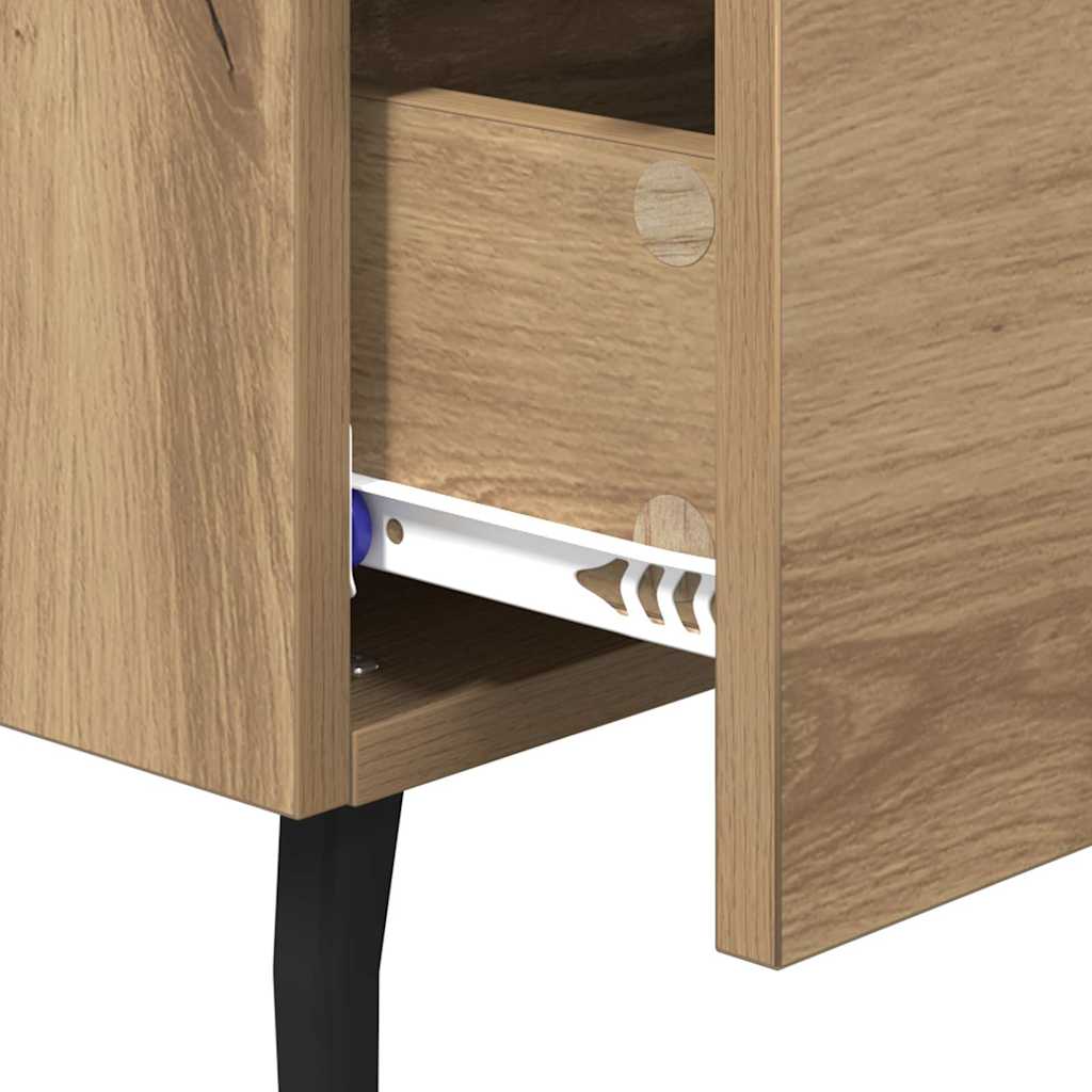 Noptiera 2 pcs stejar artizanal 40 x 35 x 47.5 cm — imaginea 10