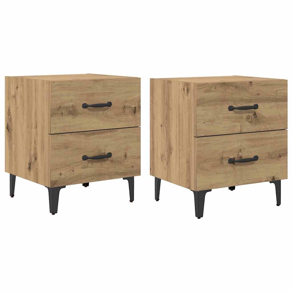 Noptiera cu sertar 2 pcs stejar artizanal 40 x 35 x 47.5 cm — imaginea 2