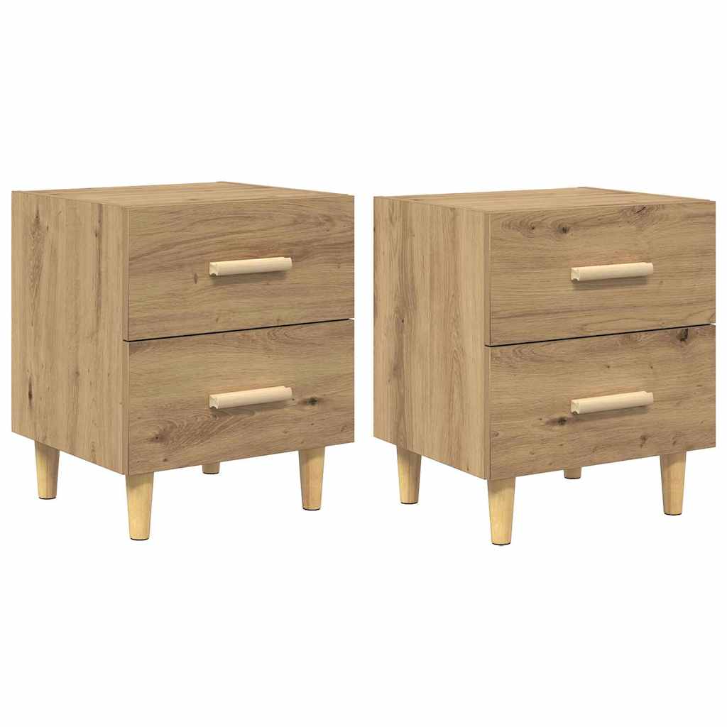 Noptiera cu sertar 2 pcs stejar artizanal 40 x 35 x 47.5 cm — imaginea 2