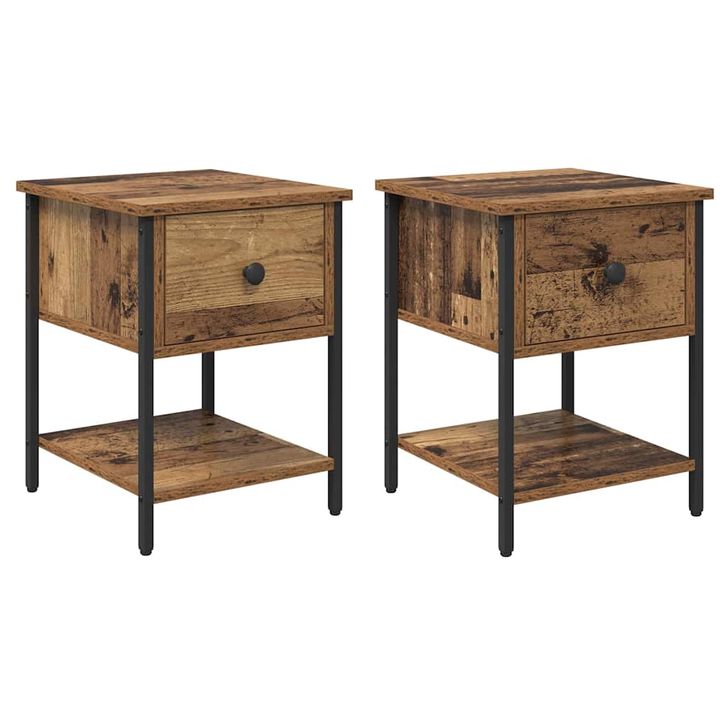 Noptiera 2 pcs Lemn vechi 40 x 39 x 40 cm Lemn compozit — imaginea 2