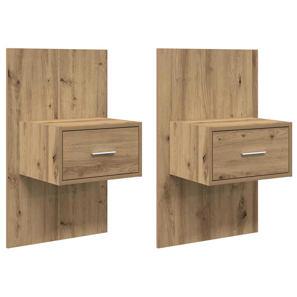 Noptiera 2 pcs stejar artizanal 48.5 x 32.5 x 80 cm — imaginea 2