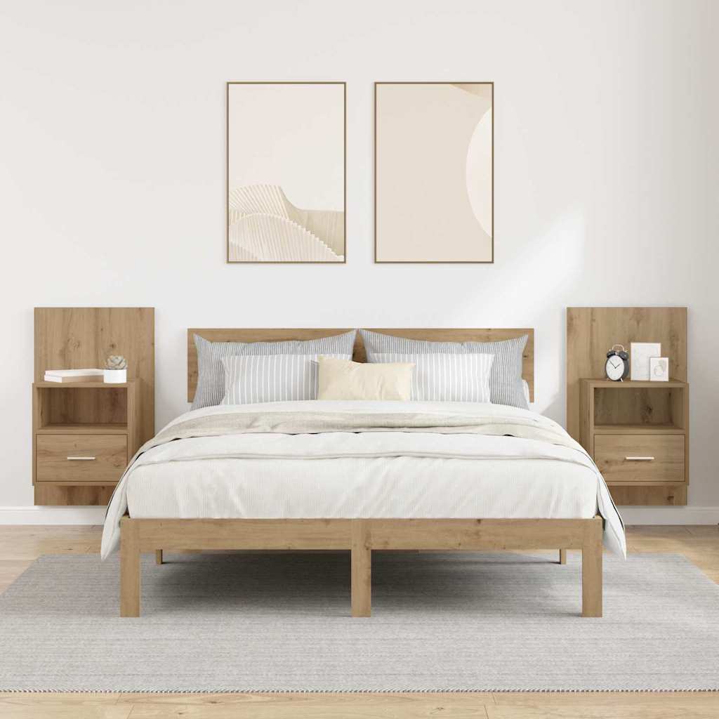 Noptiera 2 pcs stejar artizanal 48.5 x 32.5 x 80 cm — imaginea 4