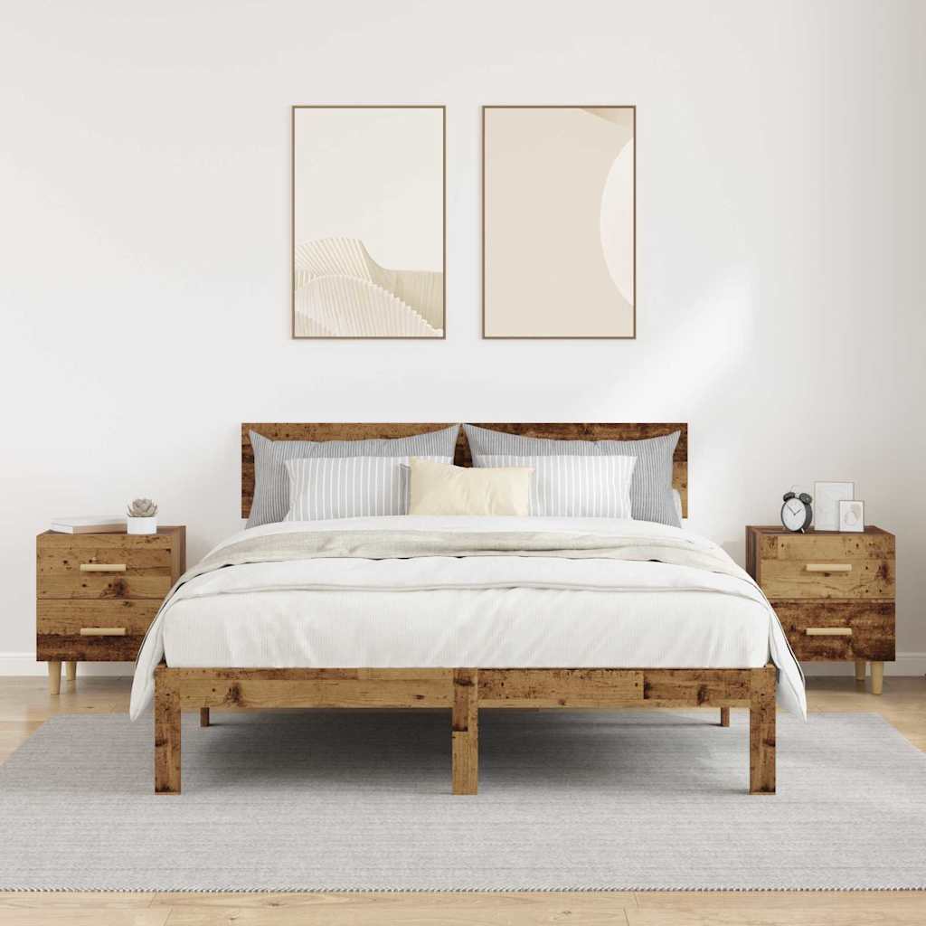 Noptiera 2 pcs Lemn vechi 40 x 35 x 47.5 cm Lemn compozit — imaginea 4