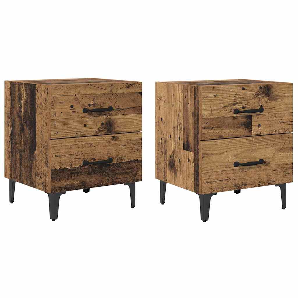 Noptiera 2 pcs Lemn vechi 40 x 35 x 47.5 cm Lemn compozit — imaginea 2