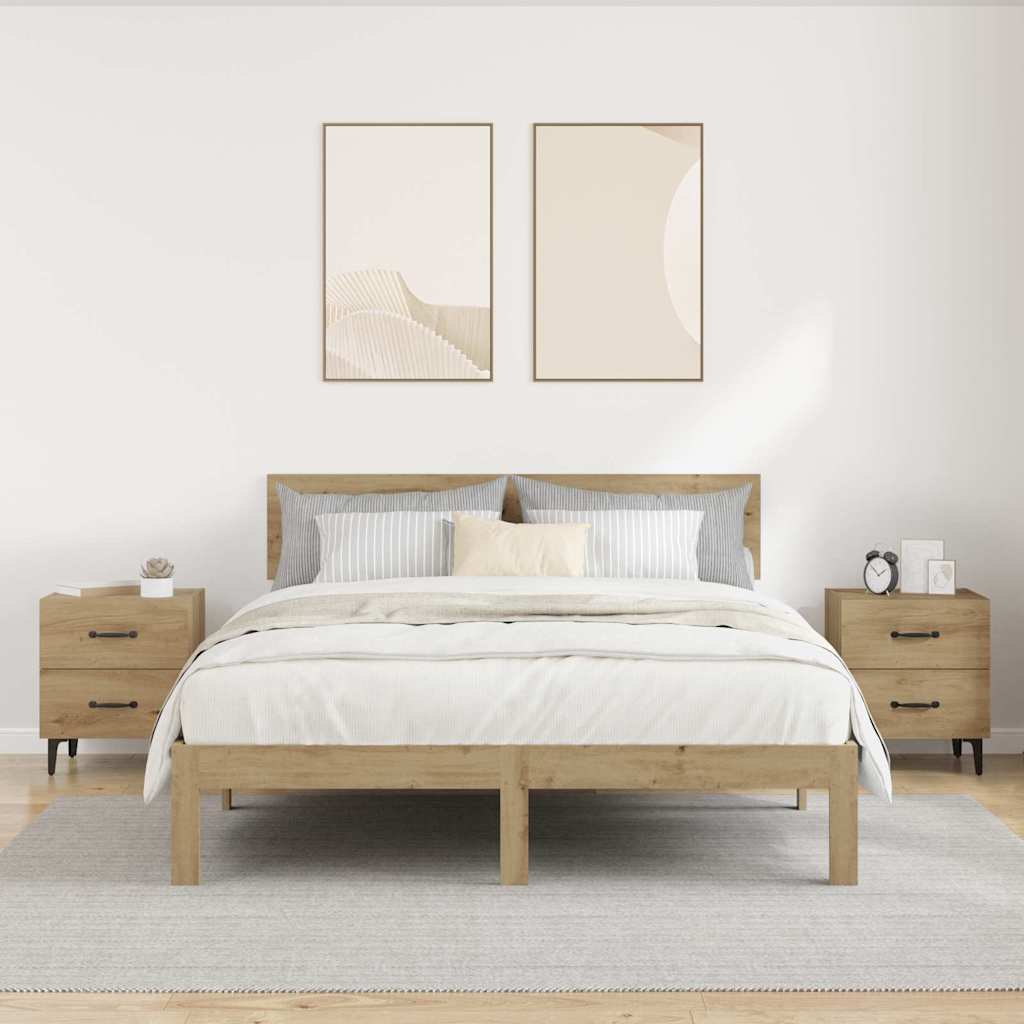 Noptiera cu sertar 2 pcs stejar artizanal 40 x 35 x 47.5 cm — imaginea 4