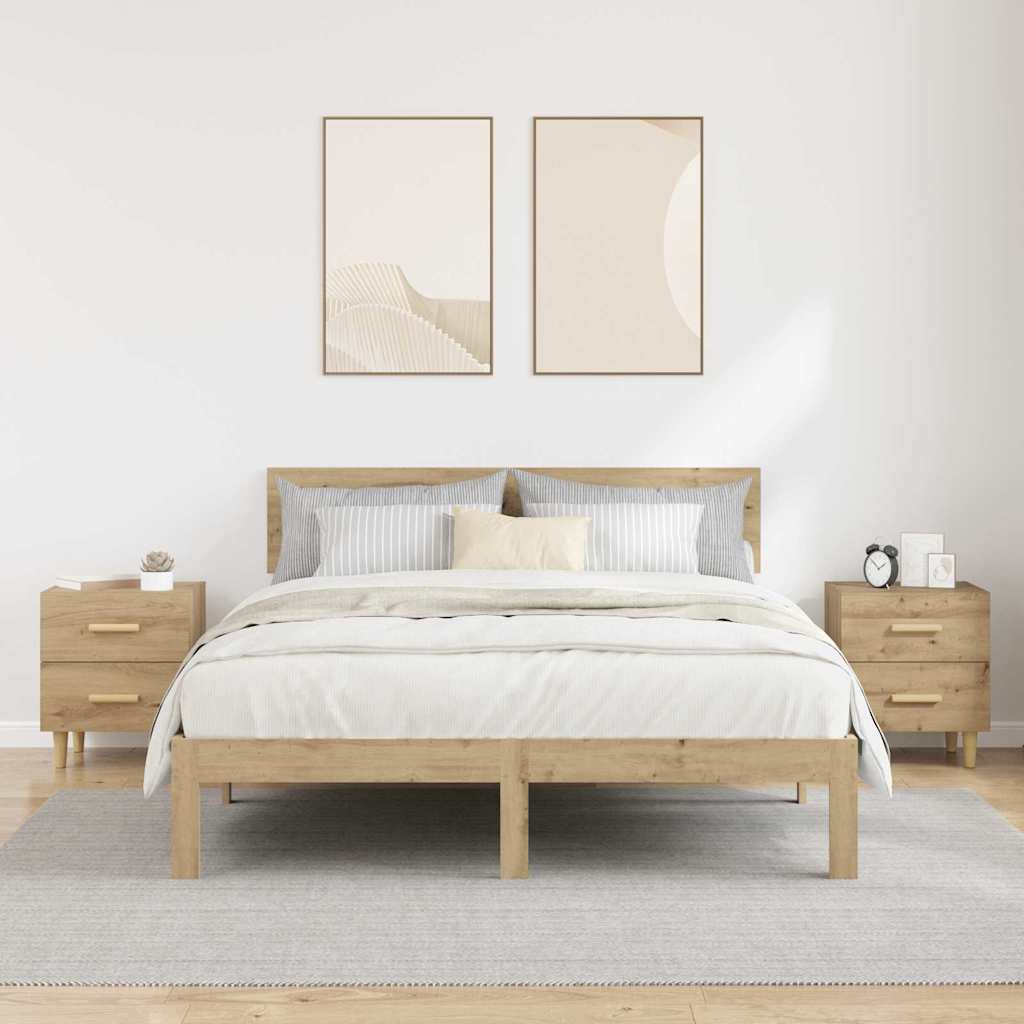 Noptiera cu sertar 2 pcs stejar artizanal 40 x 35 x 47.5 cm — imaginea 4