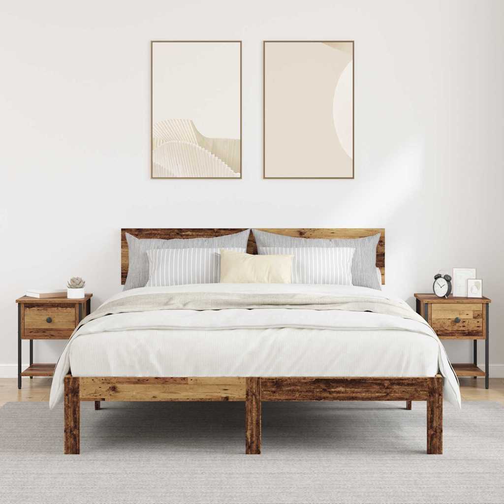 Noptiera 2 pcs Lemn vechi 40 x 39 x 40 cm Lemn compozit — imaginea 4