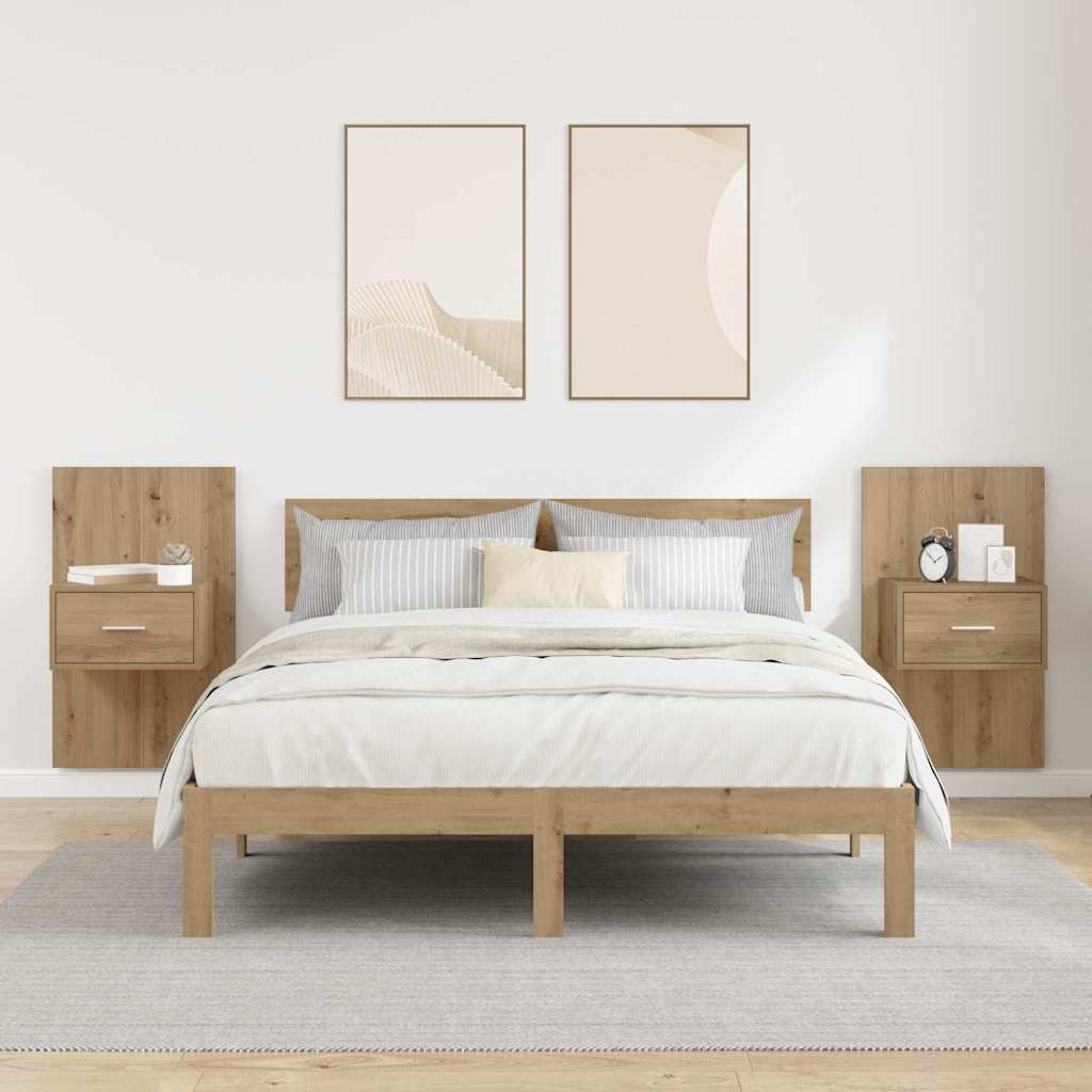 Noptiera 2 pcs stejar artizanal 48.5 x 32.5 x 80 cm — imaginea 4