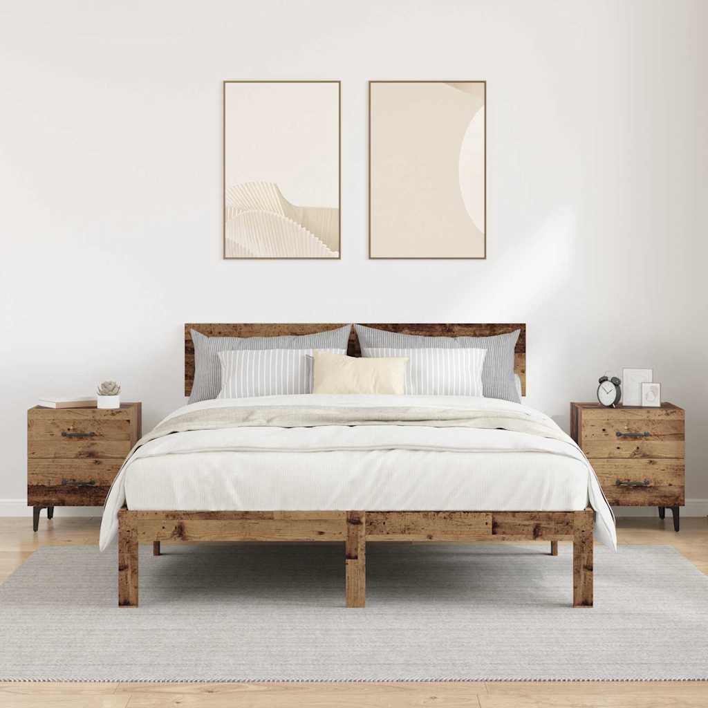 Noptiera 2 pcs Lemn vechi 40 x 35 x 47.5 cm Lemn compozit — imaginea 4