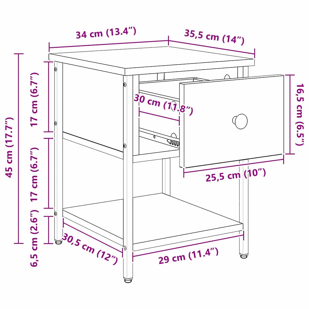 Noptiera 2 pcs Lemn vechi 40 x 39 x 40 cm Lemn compozit — imaginea 13
