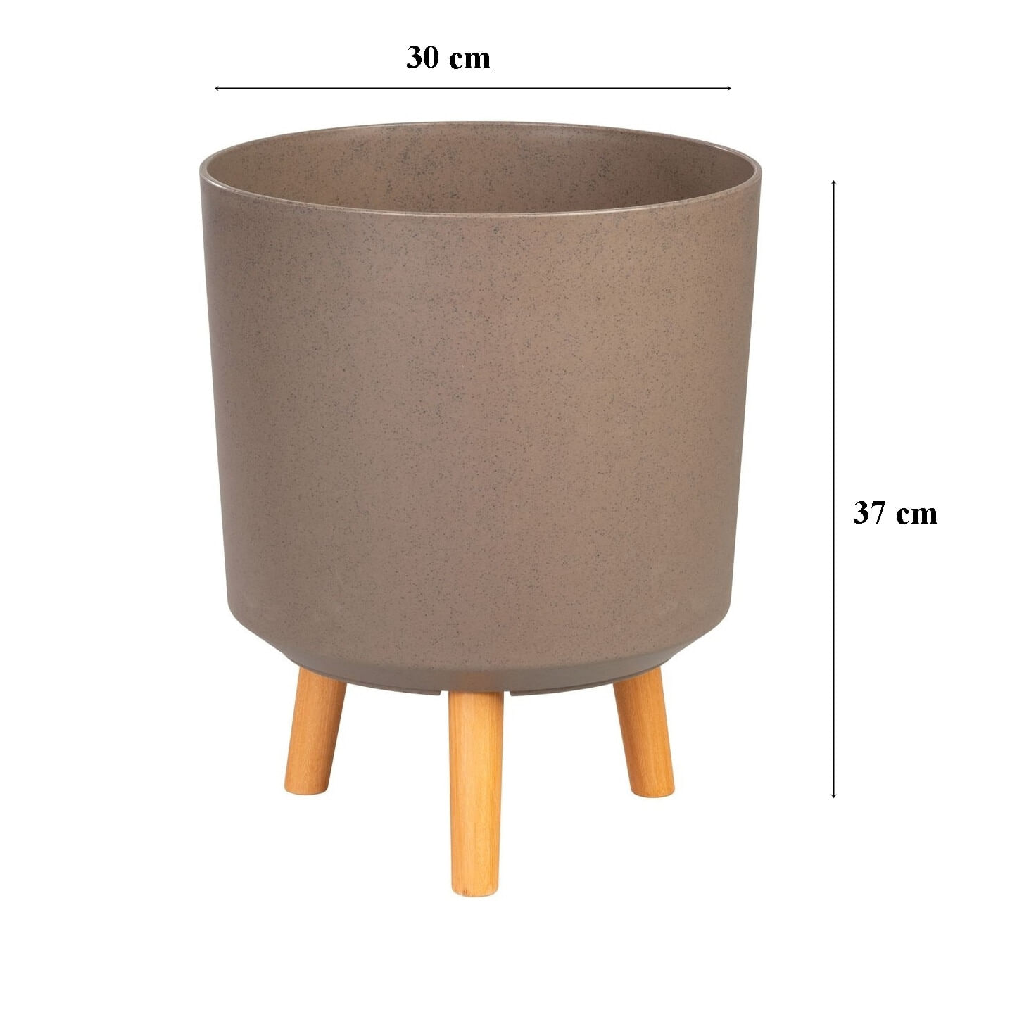 Ghiveci plastic cu 3 picioare pentru flori, CoffePowder, capacitate 15.5 litri, 30x37 cm — imaginea 3