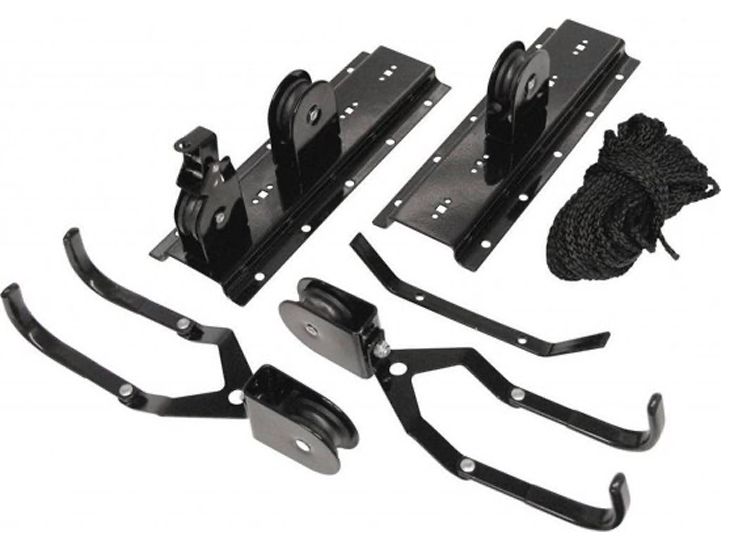 Lift pentru bicicleta, fixare pe tavan, scripeti actionati mecanic, Negru