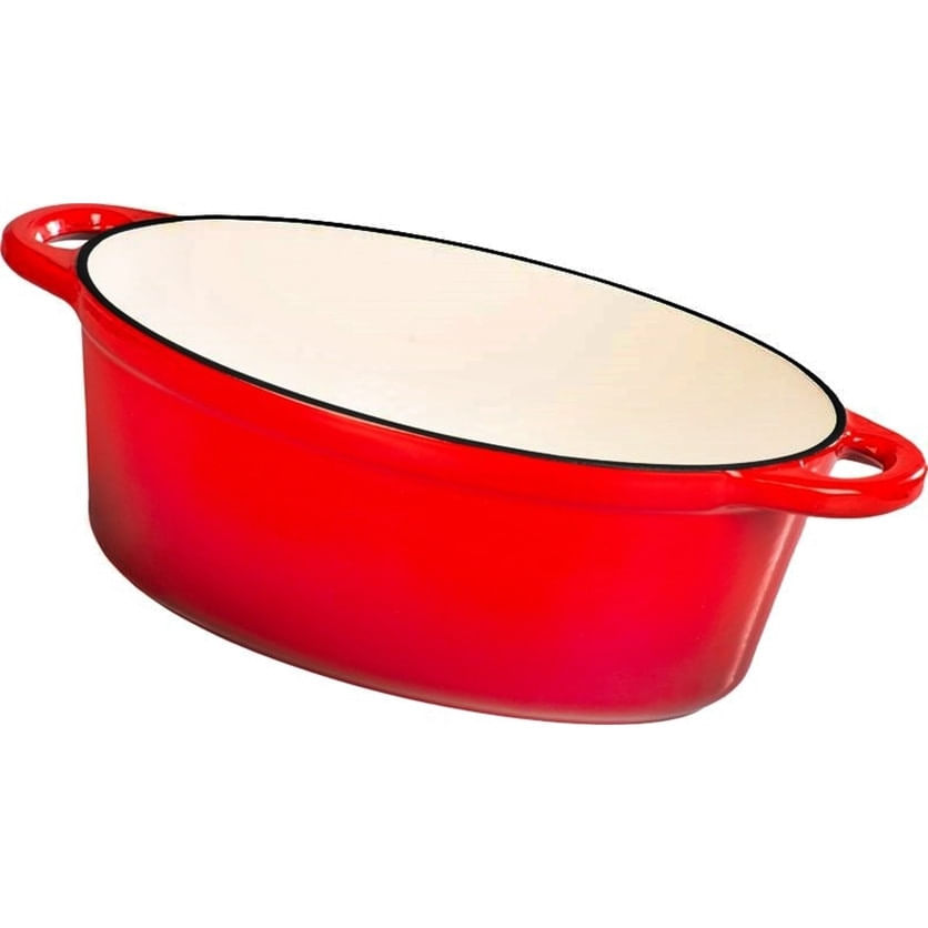 Oala cu capac din fonta emailata, SGTT, capacitate 4.4 l, cu manere prindere, culoare rosie, 30x23 cm — imaginea 3