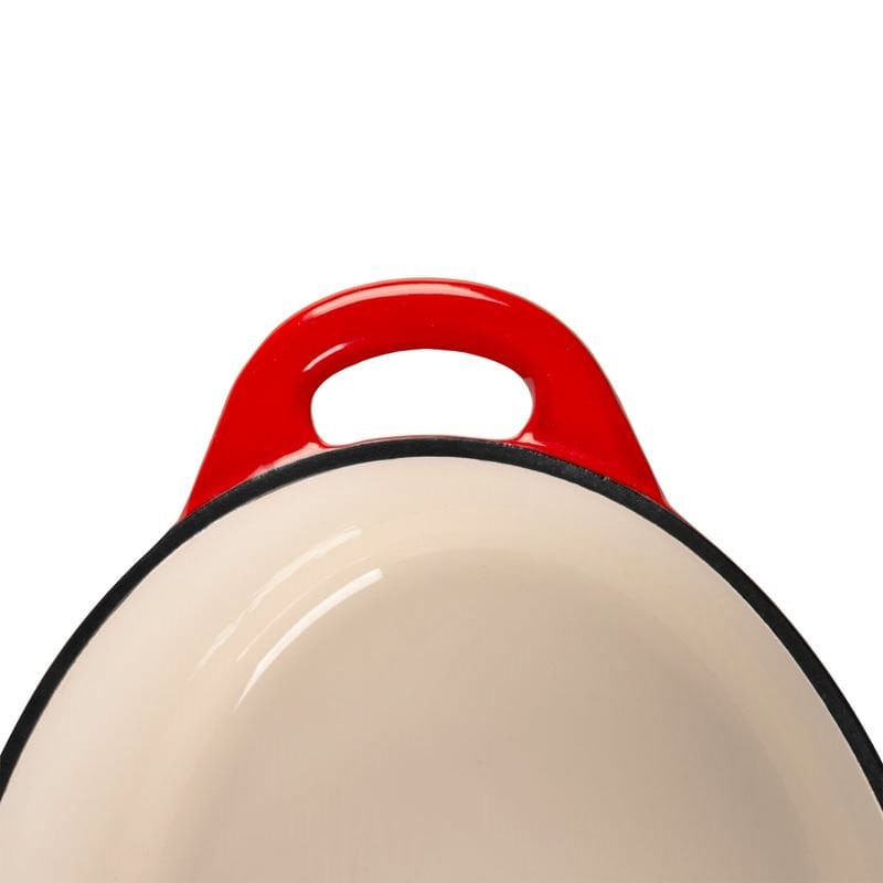 Oala cu capac din fonta emailata, SGTT, capacitate 4.4 l, cu manere prindere, culoare rosie, 30x23 cm — imaginea 4