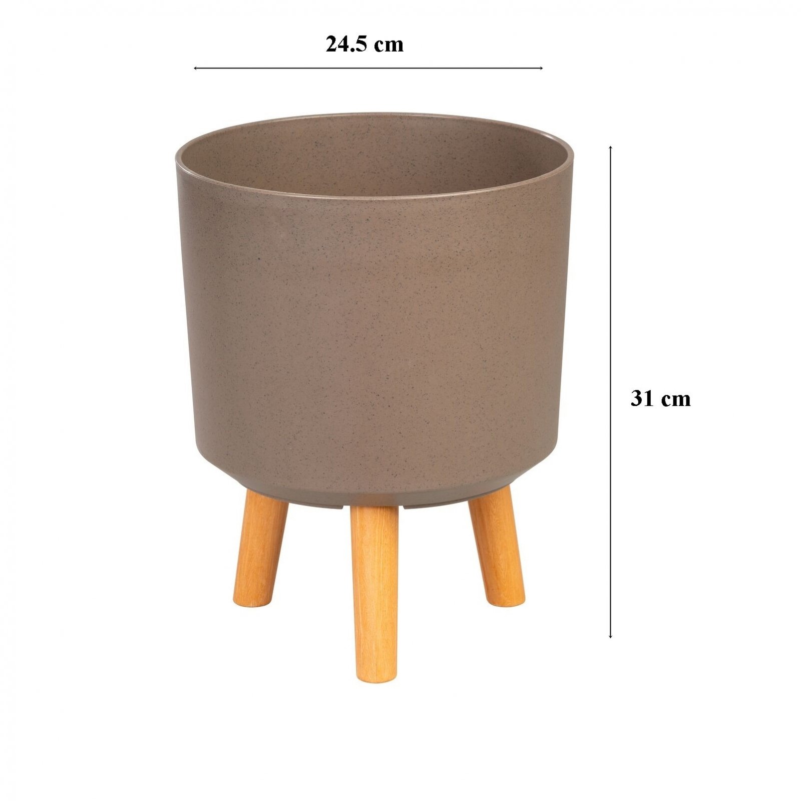 Ghiveci plastic cu 3 picioare pentru flori, CoffePowder, capacitate 7.75 litri, 24.5x31 cm — imaginea 2