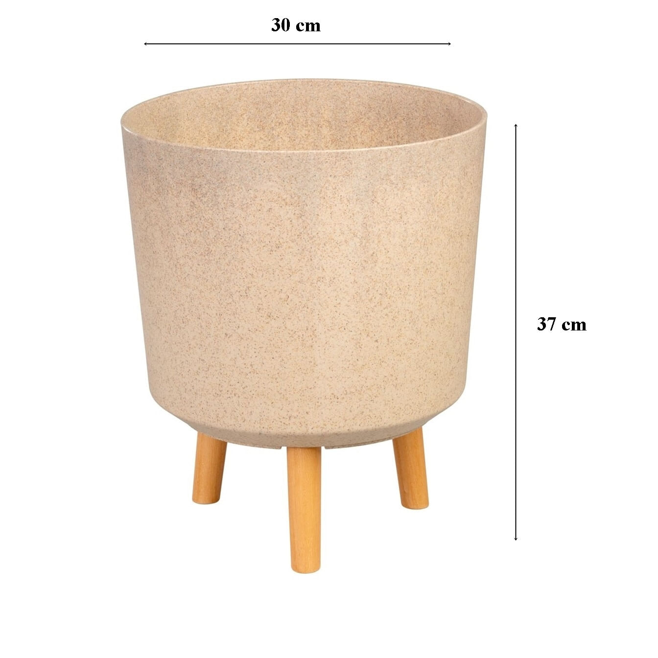 Ghiveci plastic cu 3 picioare pentru flori, BambooFiber, capacitate 15.5 litri, 30x37 cm — imaginea 2