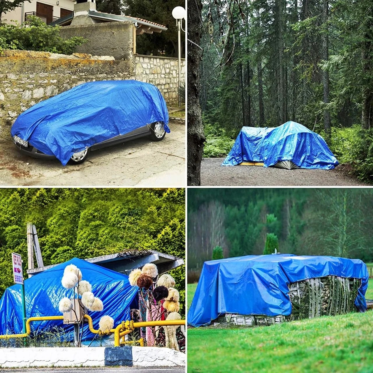 Prelata impermeabila universala, 10x15 m, densitate 80g/mﾲ, inele de prindere metalice, culoare albastra — imaginea 3