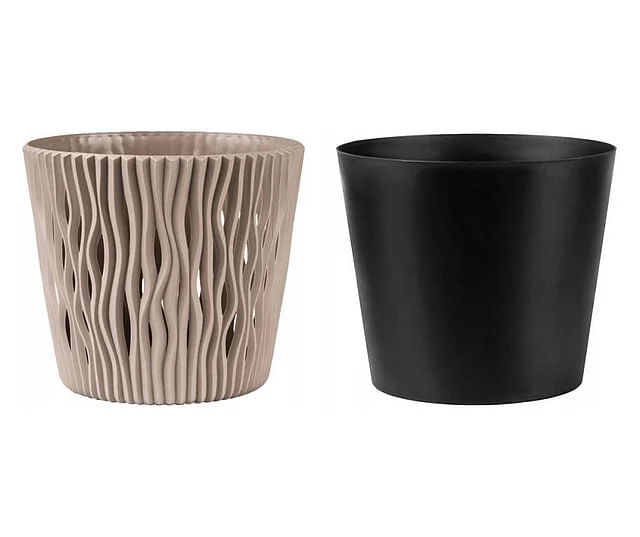 Ghiveci decorativ pentru flori, rotund, cafeniu, capacitate 3l, 16x18 cm — imaginea 3