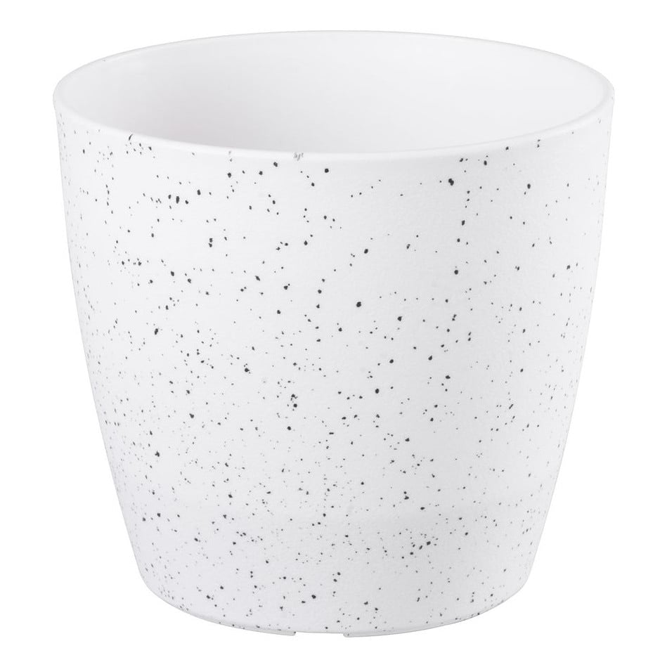 Ghiveci pentru flori din plastic rezistent, culoare alba, Stone Effect, diametru 35 cm, inaltime 35 cm, cu scurgere — imaginea 2