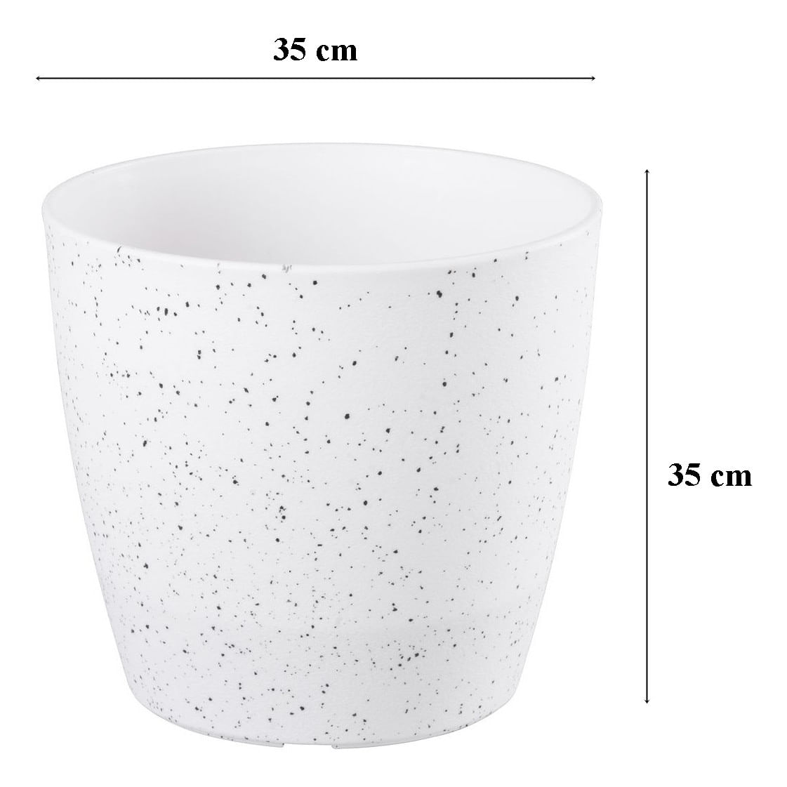 Ghiveci pentru flori din plastic rezistent, culoare alba, Stone Effect, diametru 35 cm, inaltime 35 cm, cu scurgere — imaginea 3