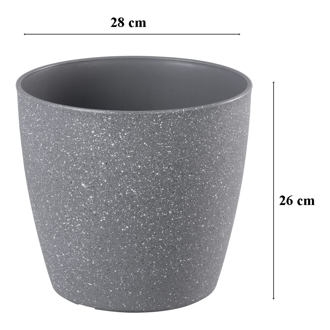 Ghiveci pentru flori din plastic rezistent, culoare gri, Stone Effect, diametru 28 cm, inaltime 26 cm, cu scurgere — imaginea 2