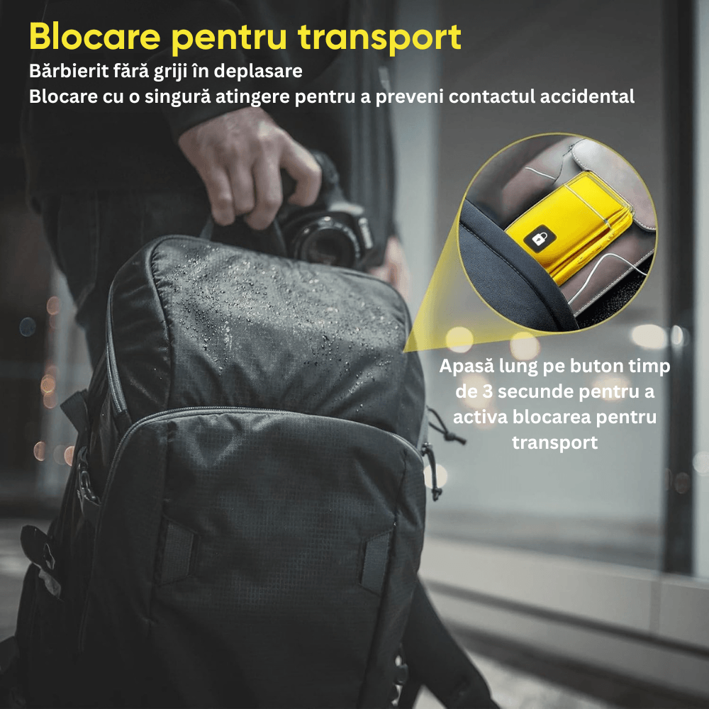 Aparat Ras Electric 4D BIRAI® AlphaX, 8500 RPM, 3 Viteze, USB, Waterproof, LCD, Lame Duble, Umed/Uscat, Auriu