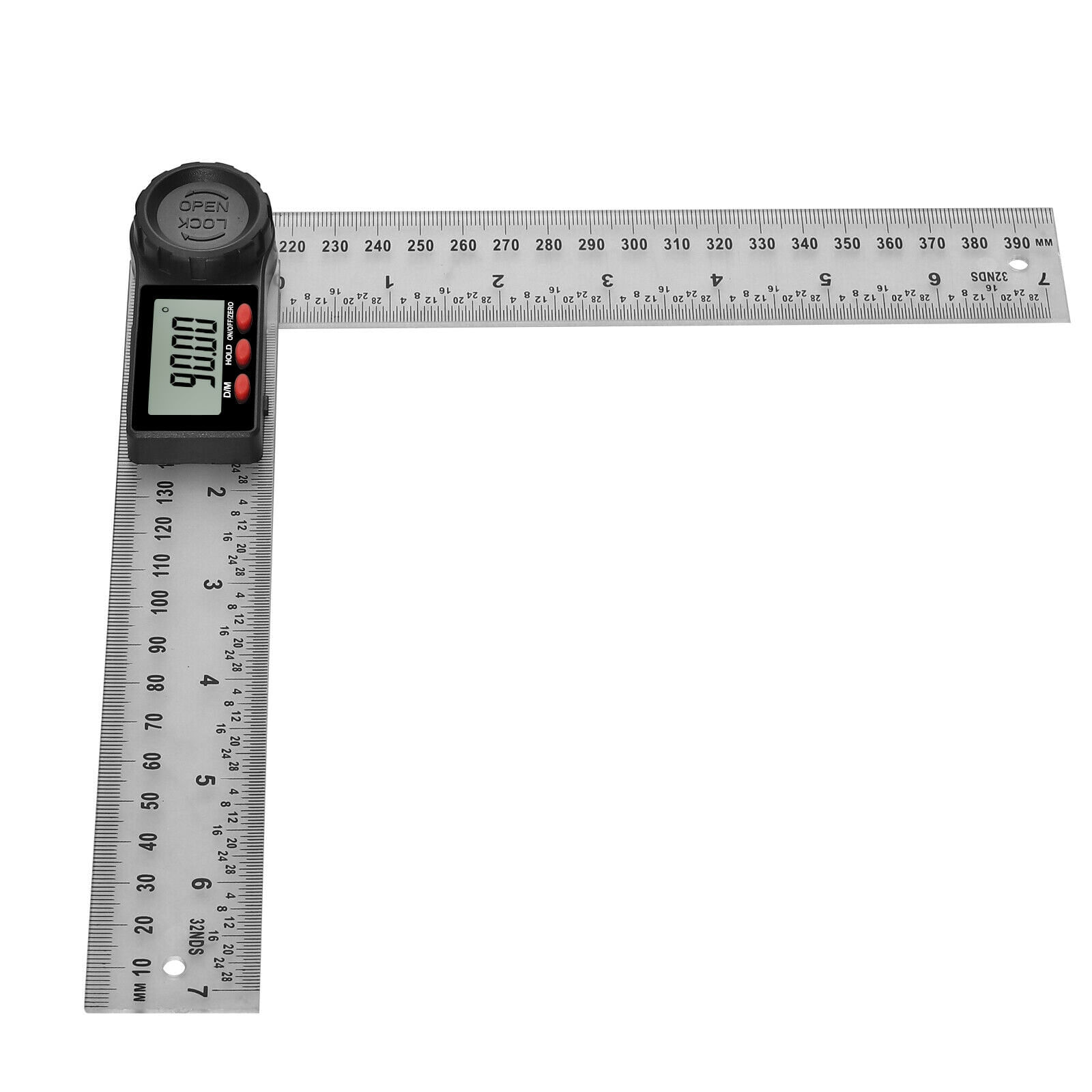 Echer digital pentru tamplarie cu dispozitiv blocare unghi reglabil, inox, 200 mm