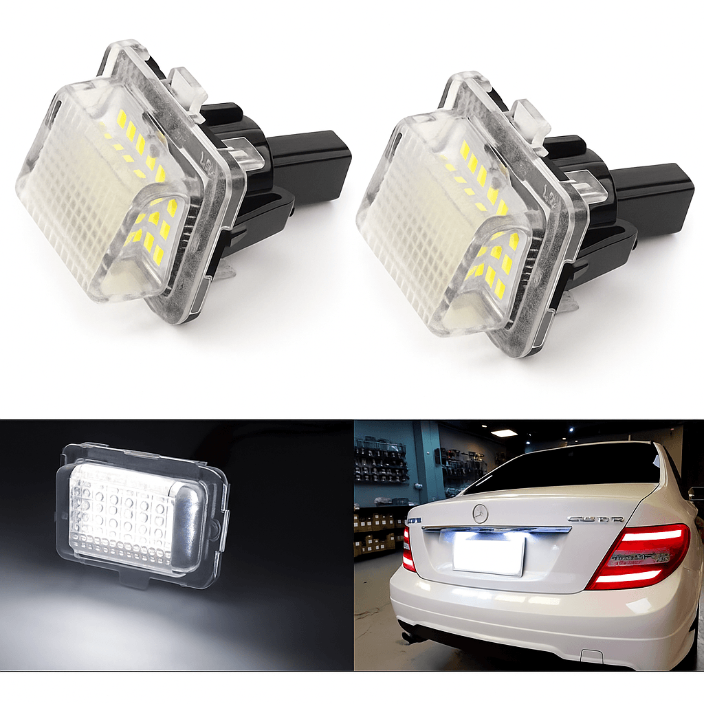 Set 2 Lampi LED Numar Auto Mercedes Benz W204 W221 W212 W222 BRABUS 18LED 2835 6500K Canbus, Fara Eroare