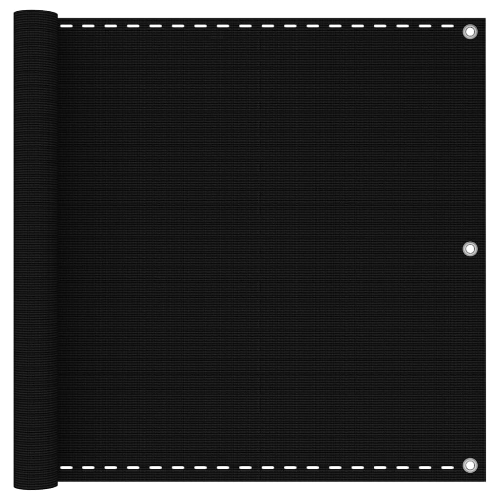 Paravan de balcon, negru, 90x600 cm, HDPE