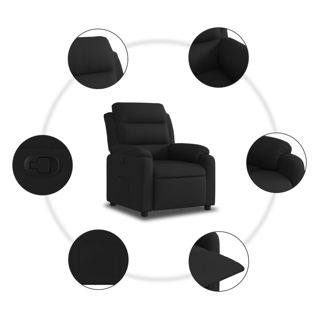 Fotoliu rabatabil din material textil negru — imaginea 5
