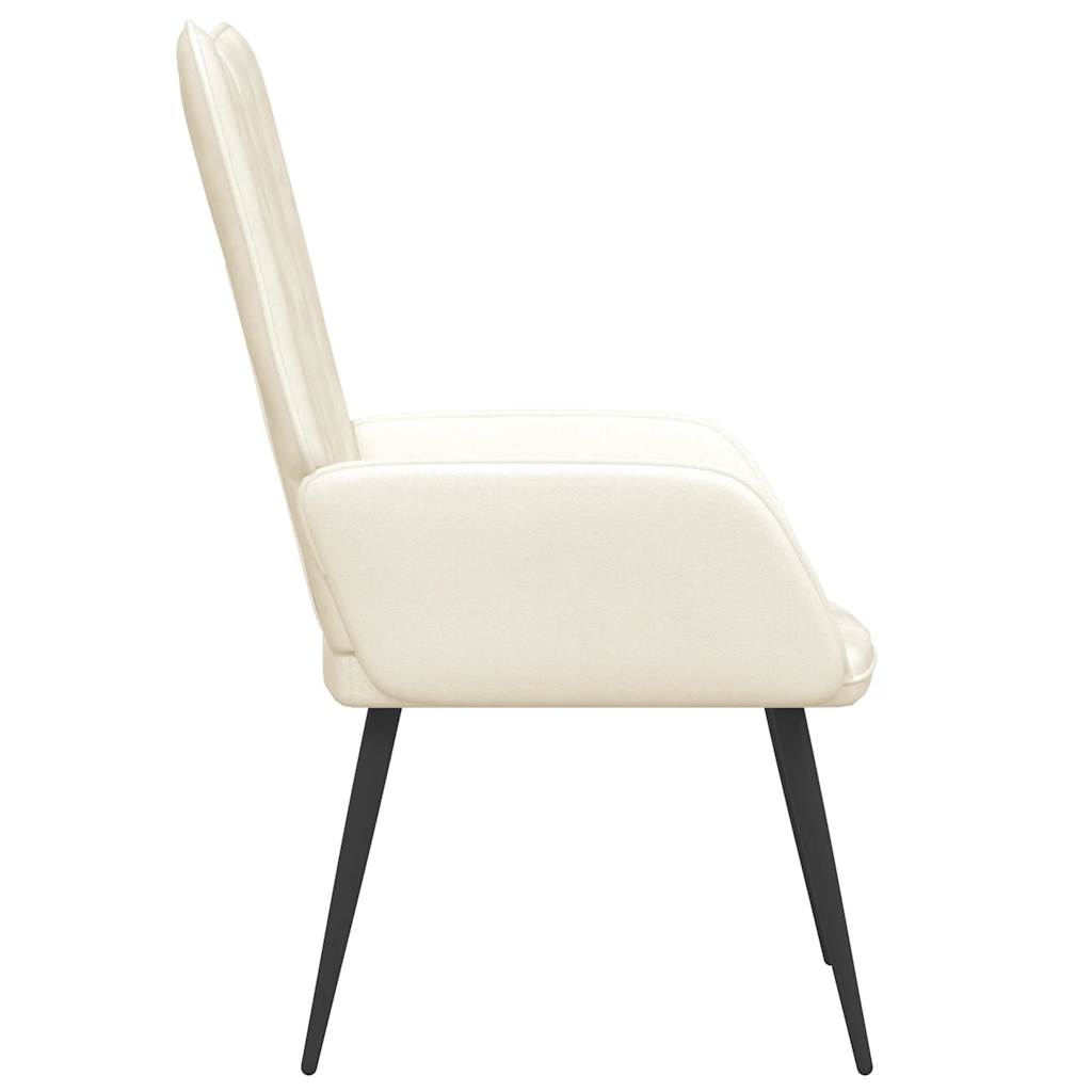 Fotoliu de relaxare, alb crem, catifea — imaginea 4