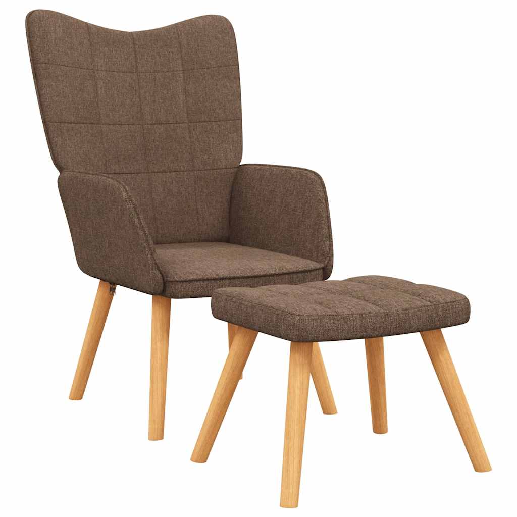 Fotoliu de relaxare cu taburet, maro, textil