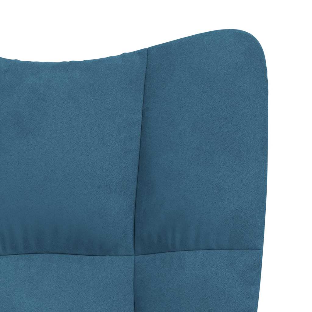 Fotoliu de relaxare cu taburet, albastru, catifea — imaginea 9