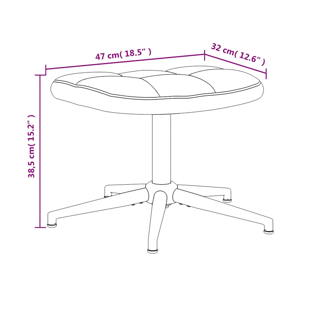Fotoliu de relaxare cu taburet, albastru, catifea — imaginea 12