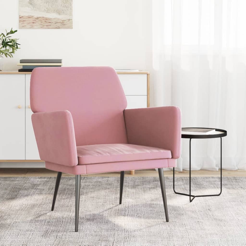Fotoliu, roz, 62x79x79 cm, catifea — imaginea 2