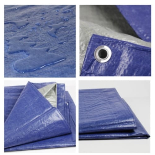 Prelata impermeabila, 2x2m, densitate 140g/mﾲ, inele de prindere, albastru/gri — imaginea 2