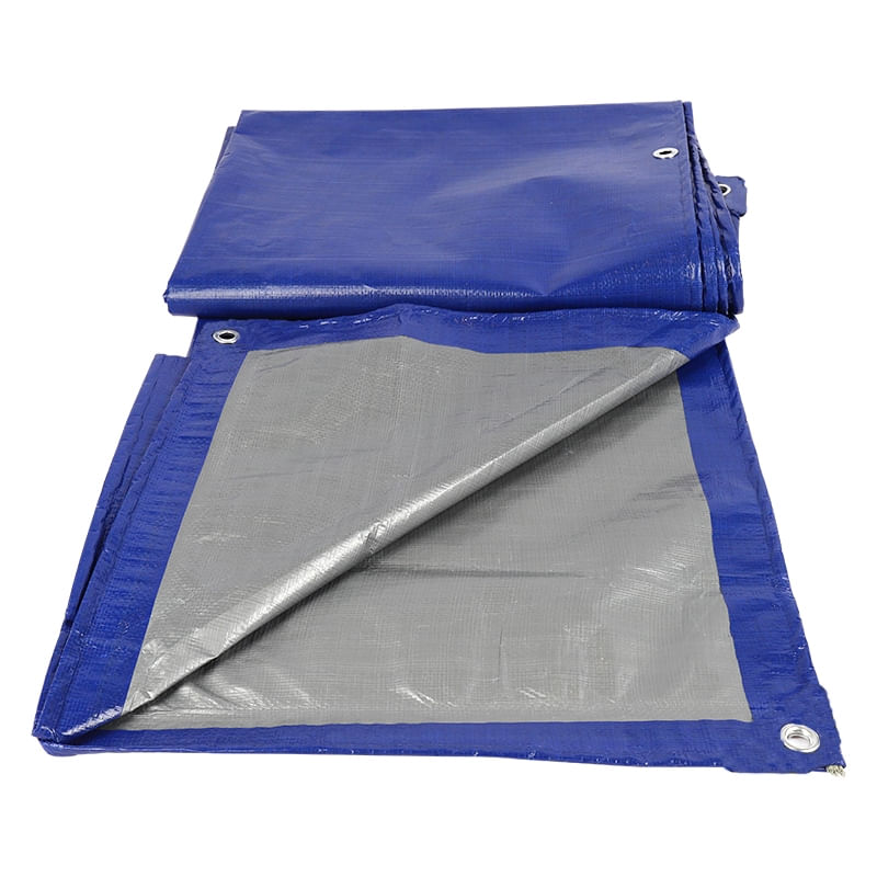 Prelata impermeabila, 2x2m, densitate 140g/mﾲ, inele de prindere, albastru/gri — imaginea 3
